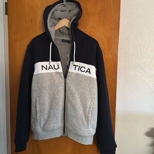 Nautica Hoodie Mens Medium Full Zip Fleece Sherpa